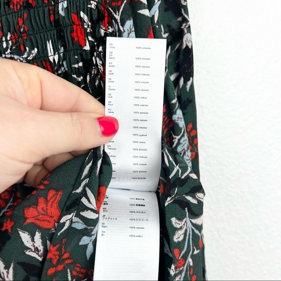 MAJE PARIS Lo Fleur Crepe Georgette Top,
Green Floral Sheer Smocked Blouse, 2 - Picture 4 of 8